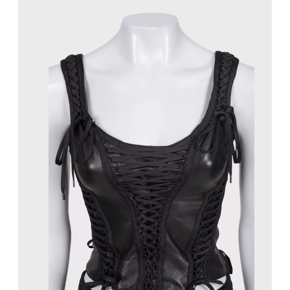 Christian Dior Vintage Black Lambskin Leather Top Sz.38 Pre-owned