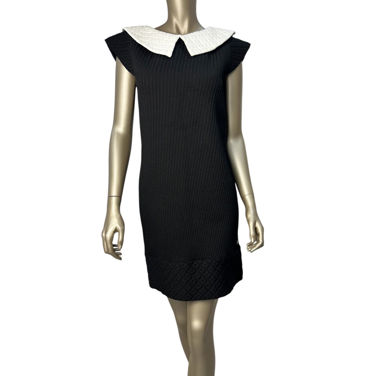 Chanel Black Mini Dress with White Collar - Size 38 Pre-owned