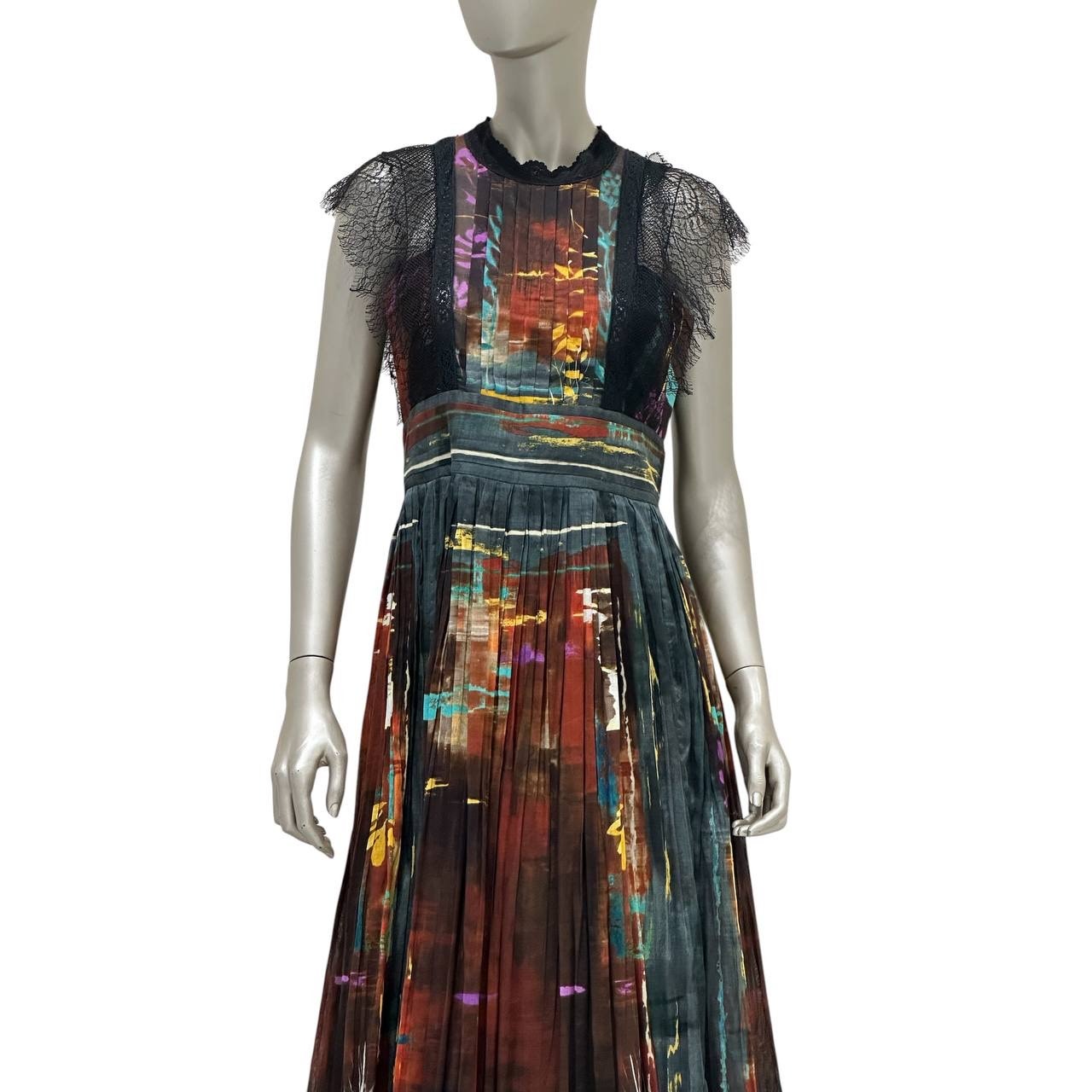 Valentino Multicolor Abstract Pleated Maxi Dress - IT 42 Pre-owned