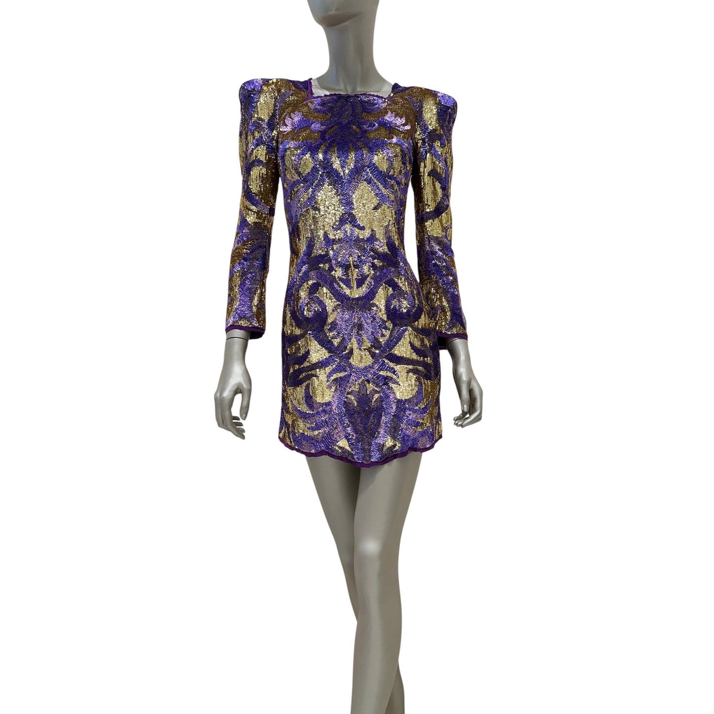 Balmain Embellished Silk Sequin Mini Dress FR 38 Pre-owned
