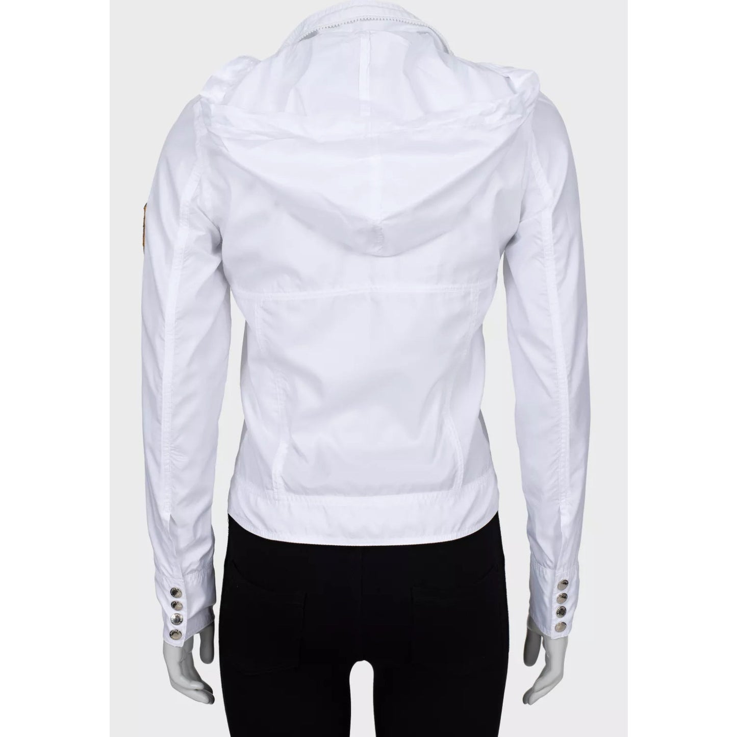Jean Paul Gaultier White Hooded Windbreaker Jacket Sz.40/S Pre-owned
