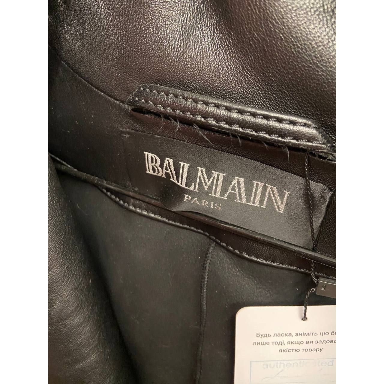 Balmain Black Lambskin Leather Faux Fur Jacket Sz.36 S Pre-owned