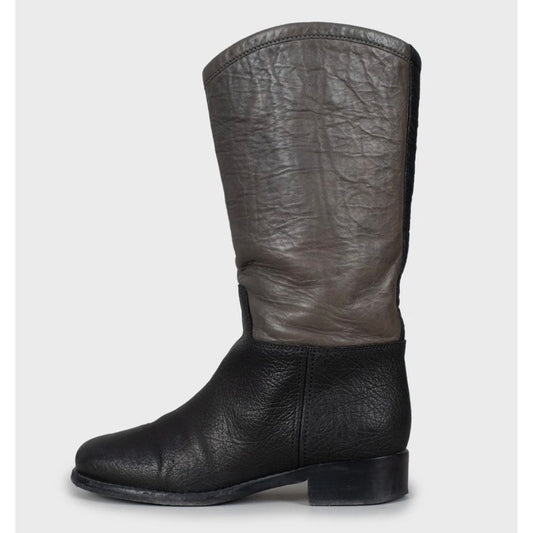 Chanel Two-Tone Leather Boots - Black & Beige - Size 36.5 Pre-owned