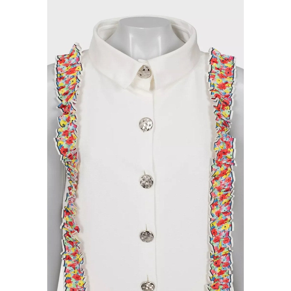 Chanel 2016 White Floral Ruffle Jacket Dress - FR40 Pre-owned