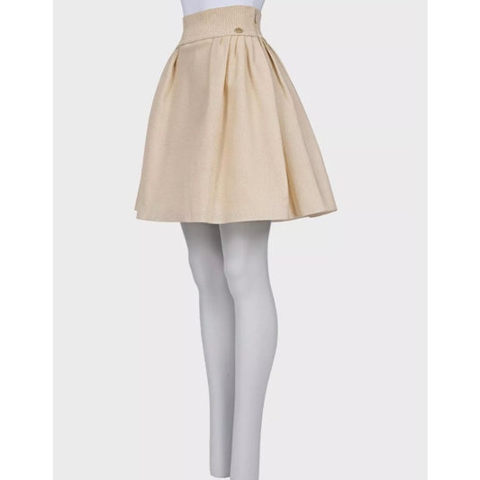 Chanel Beige Viscose Blend High-Waisted Fitted Skirt Sz.40 Pre-owned