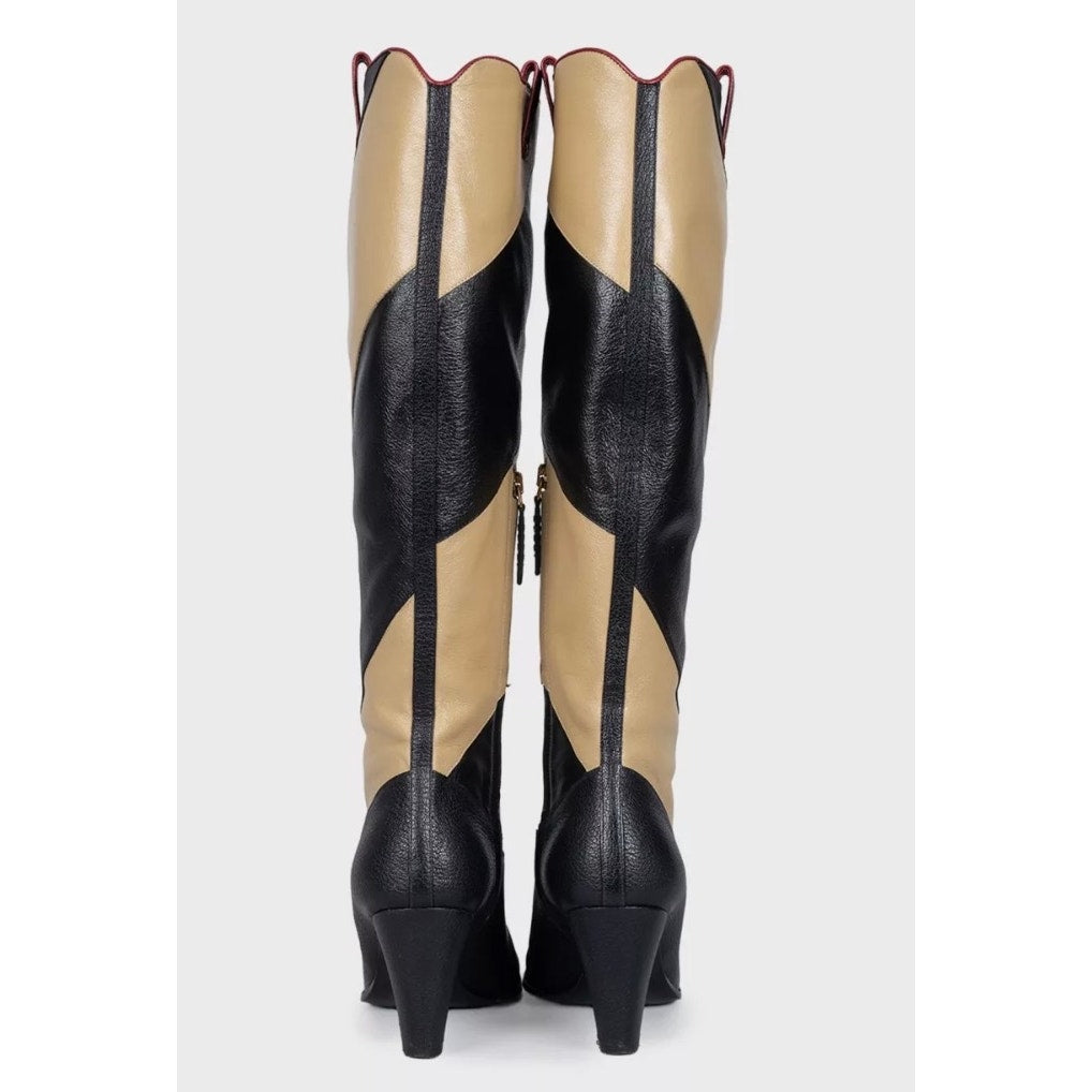 Gucci Multicolor Striped Leather Wedge Boots Sz.38 Pre-owned