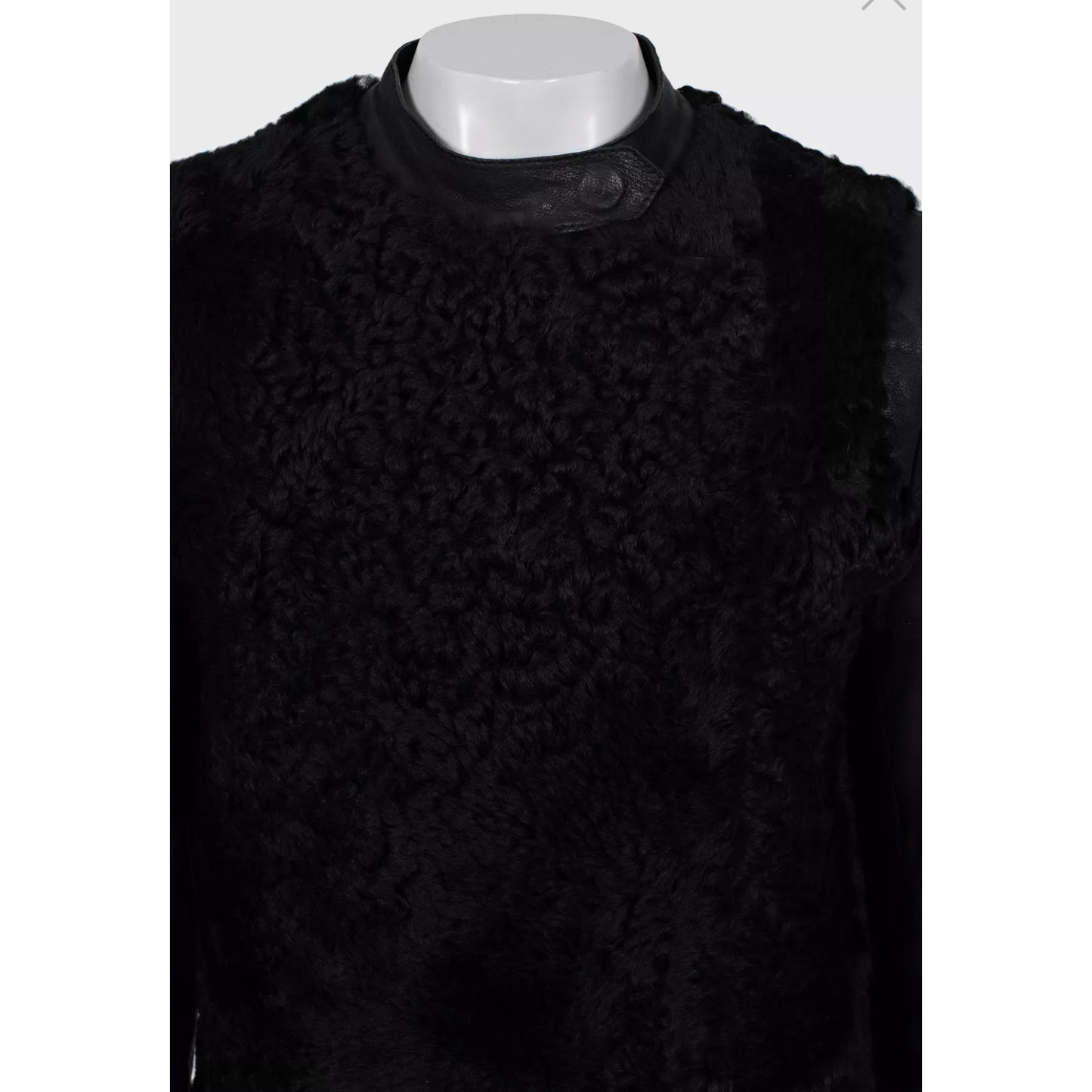 Celine Black Shearling Leather Sleeves Coat Sz.IT40/S Pre-owned