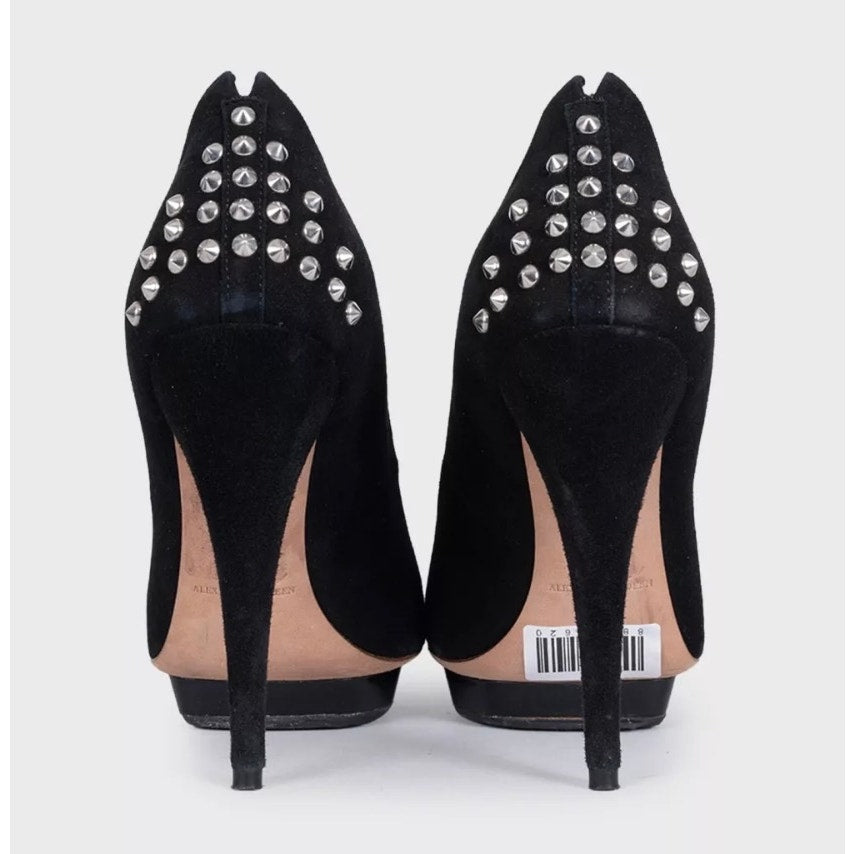 Alexander McQueen Black Suede Chic Rear Detail Pumps Sz.39 pre-owned