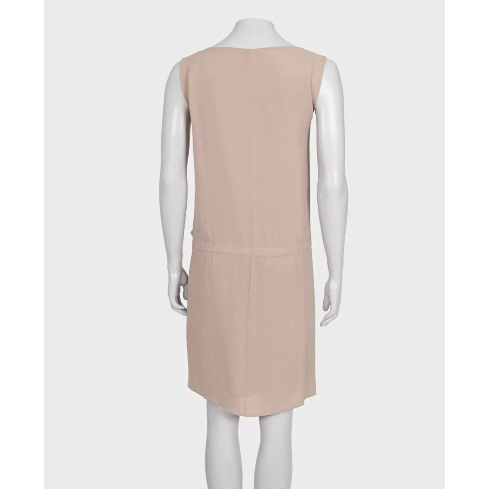 Brunello Cucinelli Brown Silk Draped Sleeveless Dress M Pre-owned