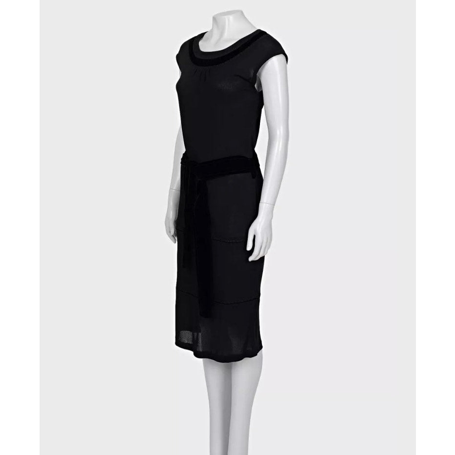 Saint Laurent Black Velvet Trim Dress - Size Large (L) pre-owned