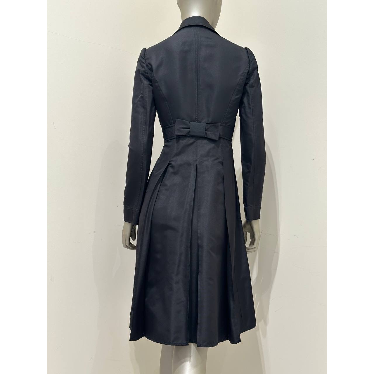 Valentino Black Silk Trench-Style Coat Dress Sz.6 Pre-owned