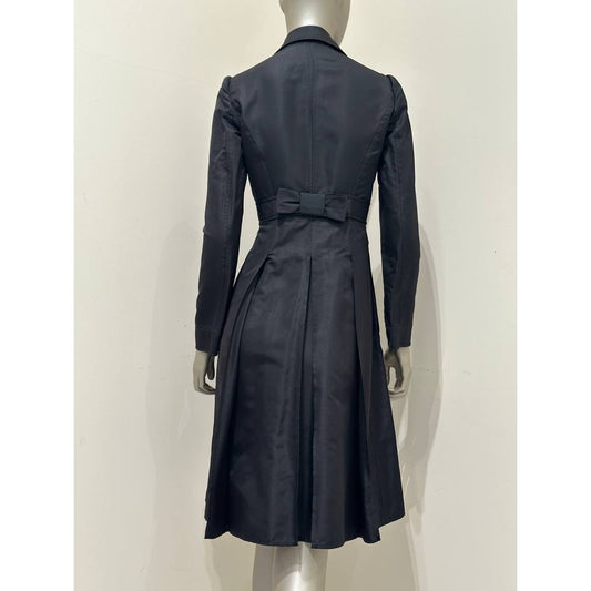 Valentino Black Silk Trench-Style Coat Dress Sz.6 Pre-owned