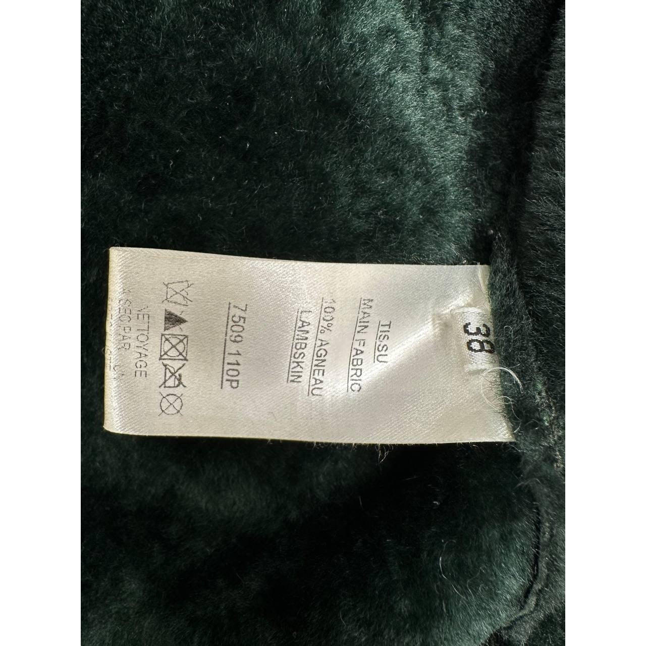 Balmain Green Shearling Biker Jacket - Size 38 Pre-owned