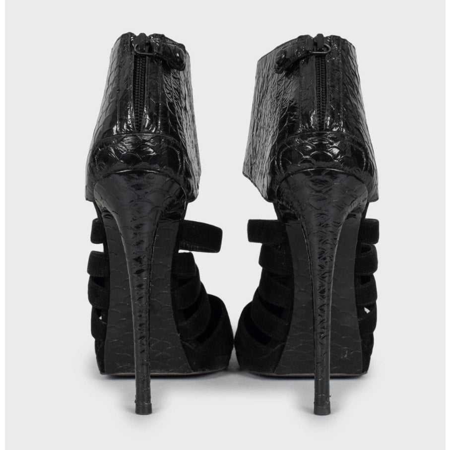 Balenciaga Black Leather & Suede Ankle Boots Size 40 Pre-owned