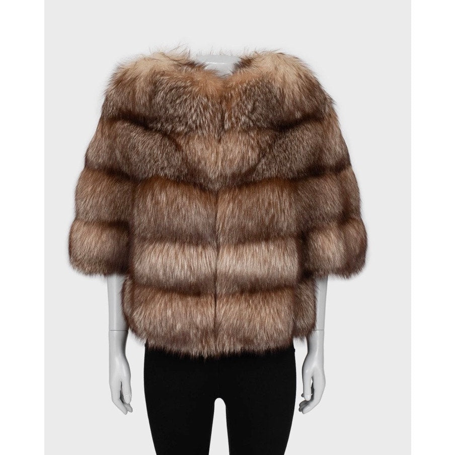 Florence Mode Luxurious Brown Cropped Coat S Pre-owned