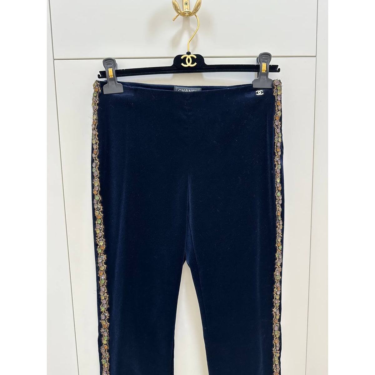 Chanel Vintage Navy Velvet Pants Sz.36 Pre-owned