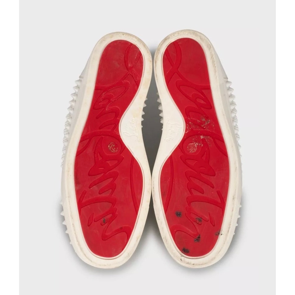 Christian Louboutin White Spiked Leather Sneakers EU 42 Pre-owned