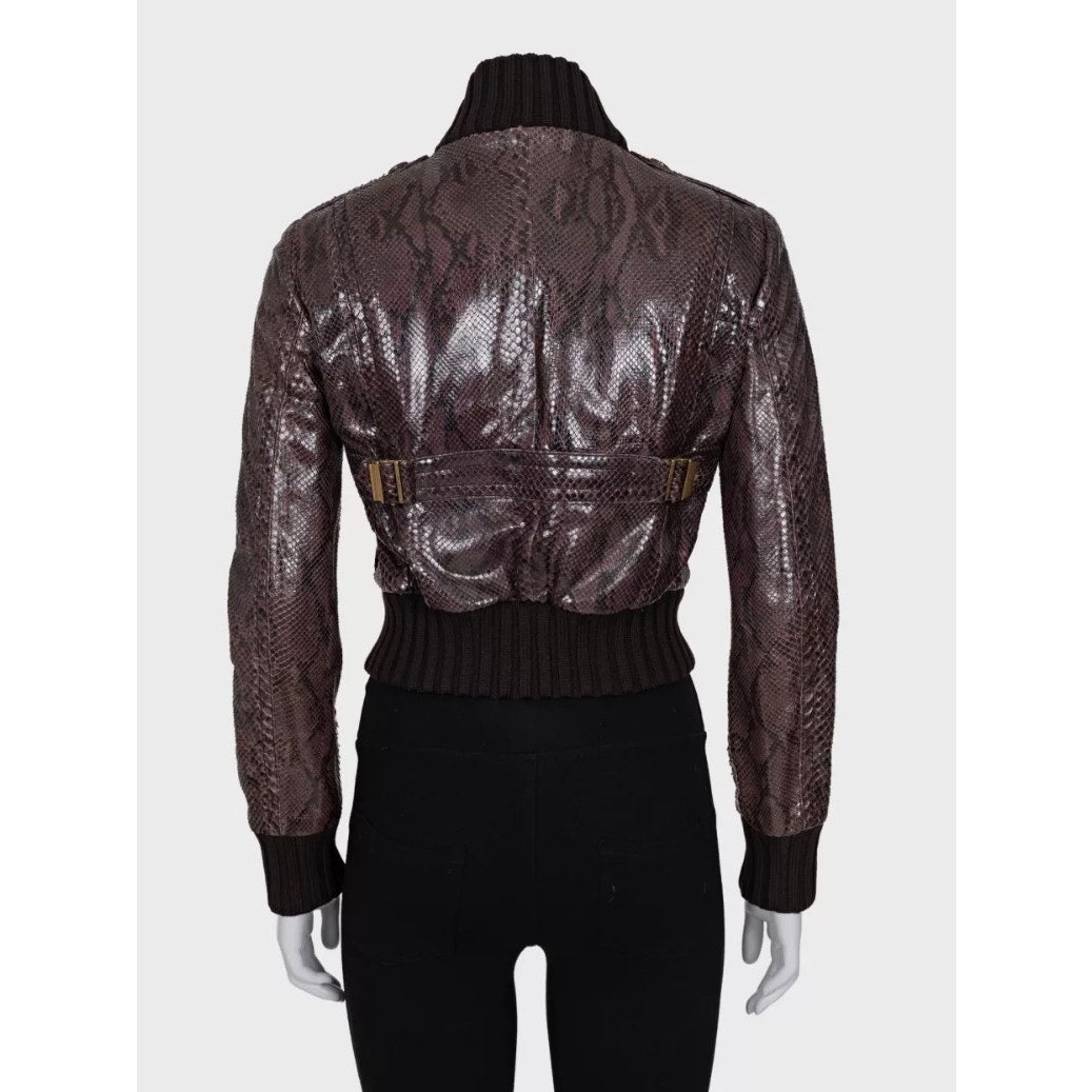 Gucci Python Print Lambskin Leather Jacket - IT 38 / XS pre-owned