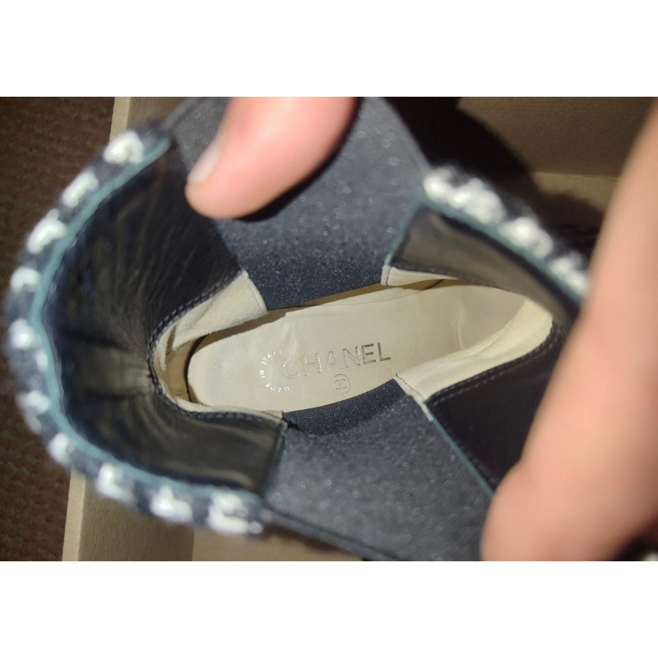 Chanel Tweed Ankle Boots, Size 38.5 Pre-owned