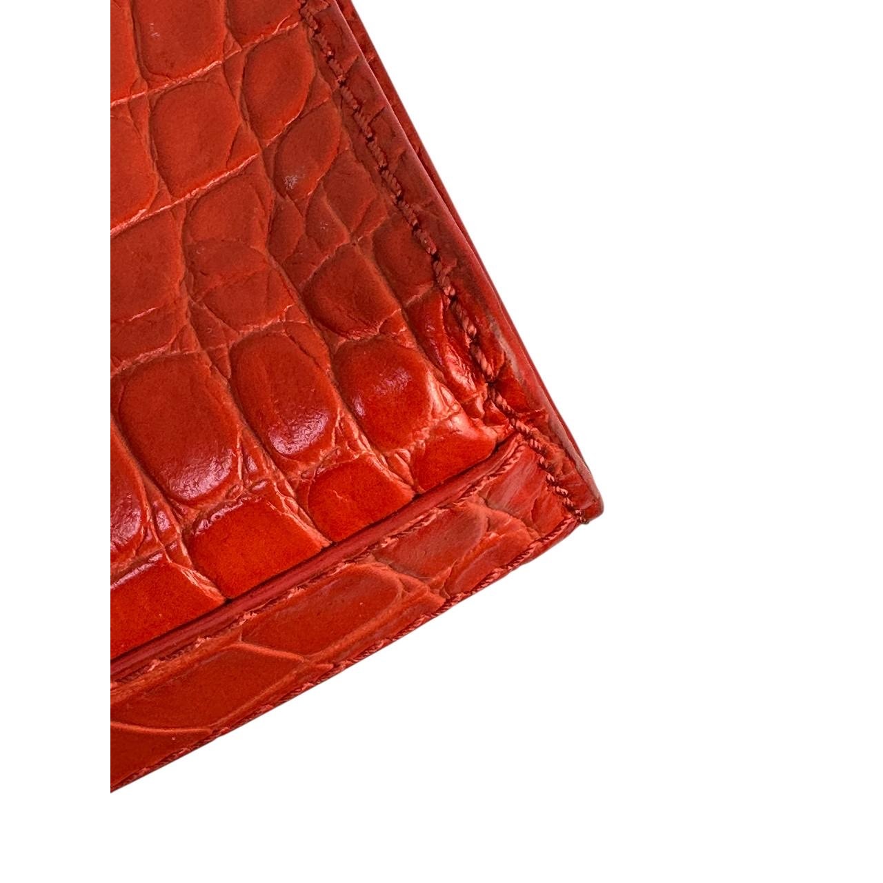 Jimmy Choo River Red Crocodile Embossed Leather Bag Pre-owned