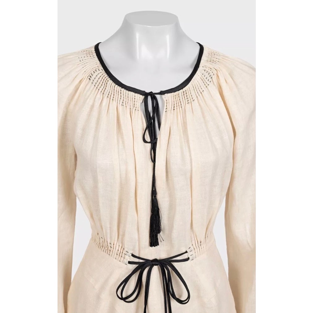 NWOT Tom Ford Beige Linen Belted Dress IT 38 XS Pre-owned