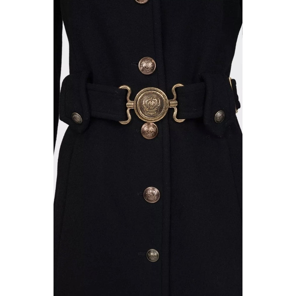 Roberto Cavalli Black Wool & Cashmere Belted Coat Sz.40/ S Pre-owned