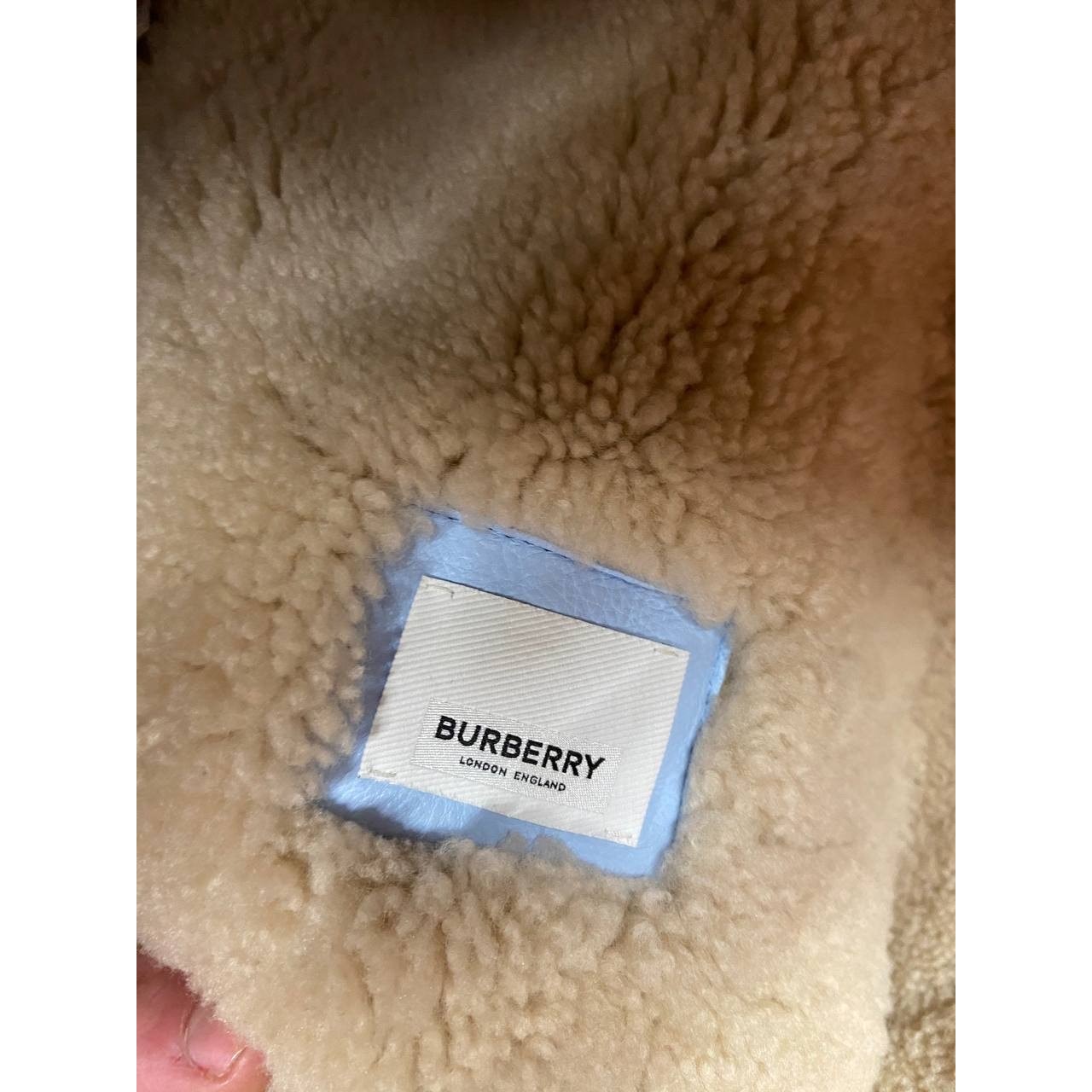 Burberry Blue Sheepskin Leather Coat UK4 XXS Pre-owned