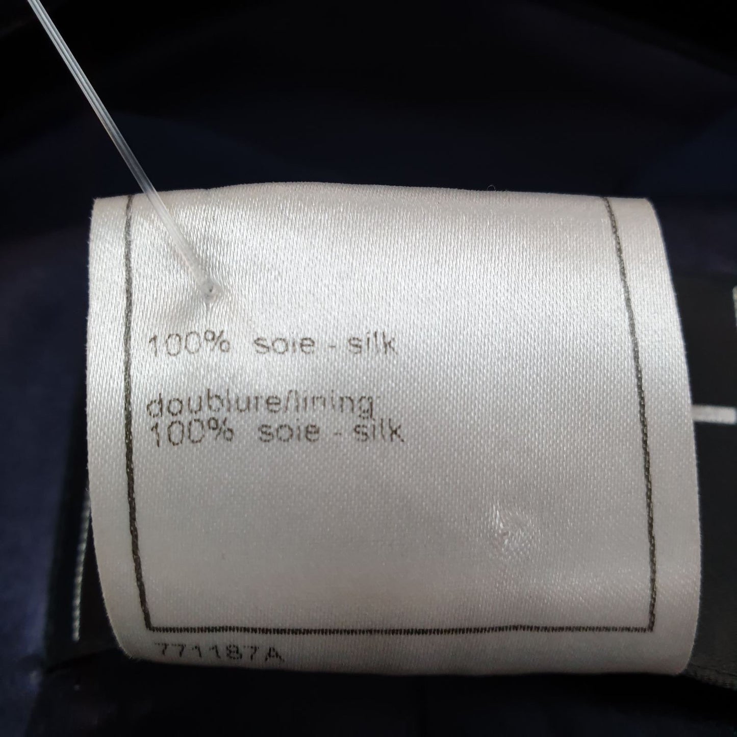 Chanel Vintage 2007 Blue Silk Logo Jacket Skirt Suit Set Sz.44 Pre-owned