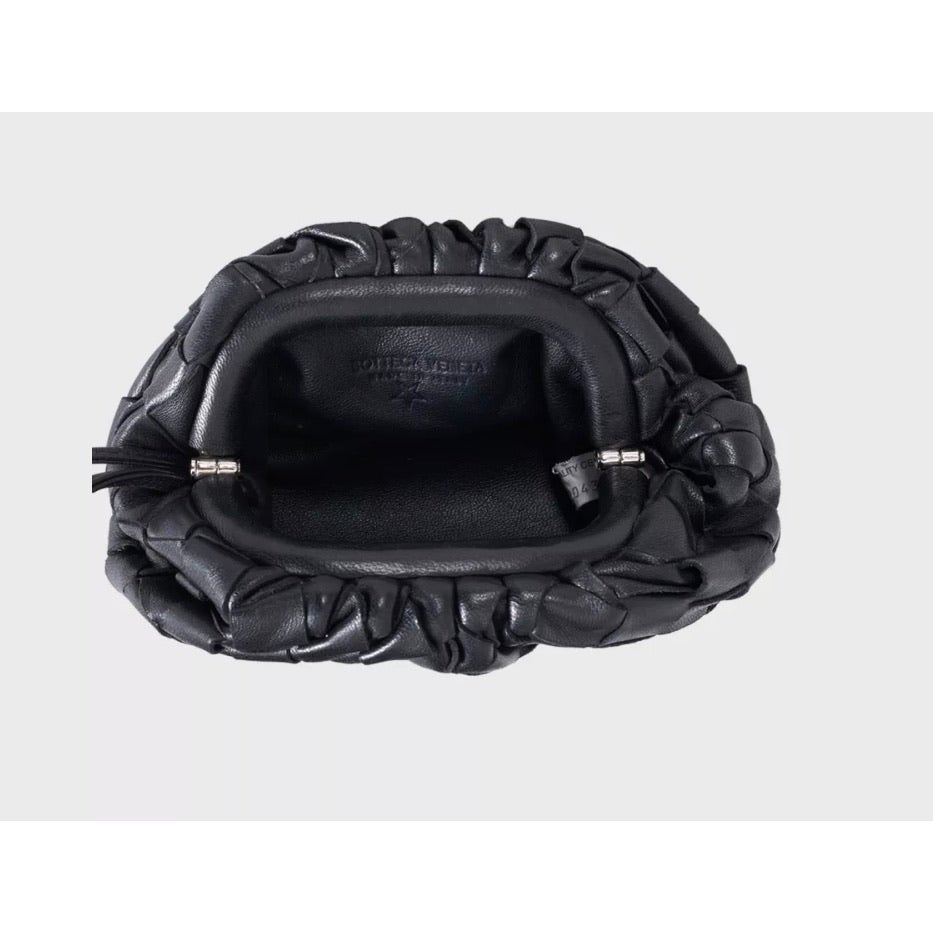 Bottega Veneta Black Intrecciato Leather Mini Pouch Bag Pre-owned