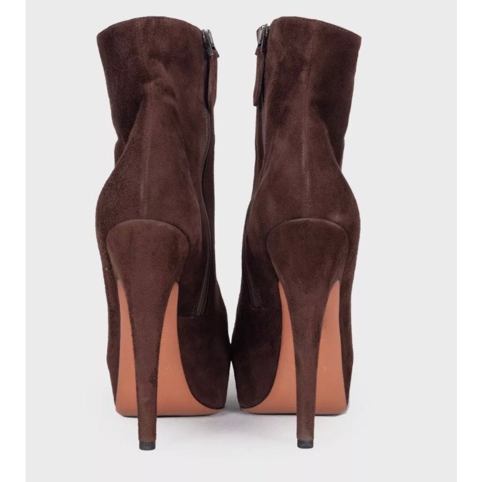 Alaïa Dark Brown Suede Ankle Boots - Size 39 Pre-owned