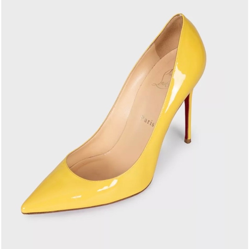 Christian Louboutin Yellow Patent Leather Pumps Sz.39.5 Pre-owned