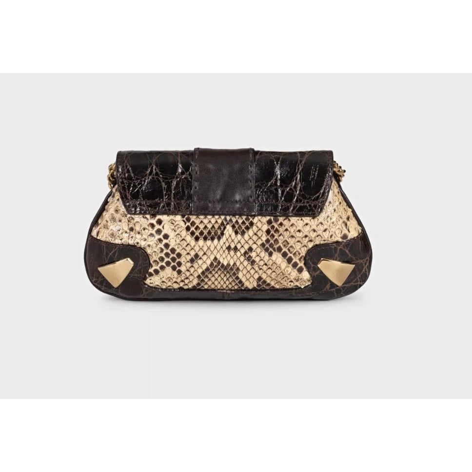 Dolce & Gabbana Brown Python Print lambskin Leather Crossbody Bag pre-owned