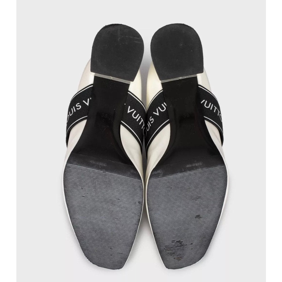 Louis Vuitton White Patent Leather Elastic Heels 38 Pre-owned