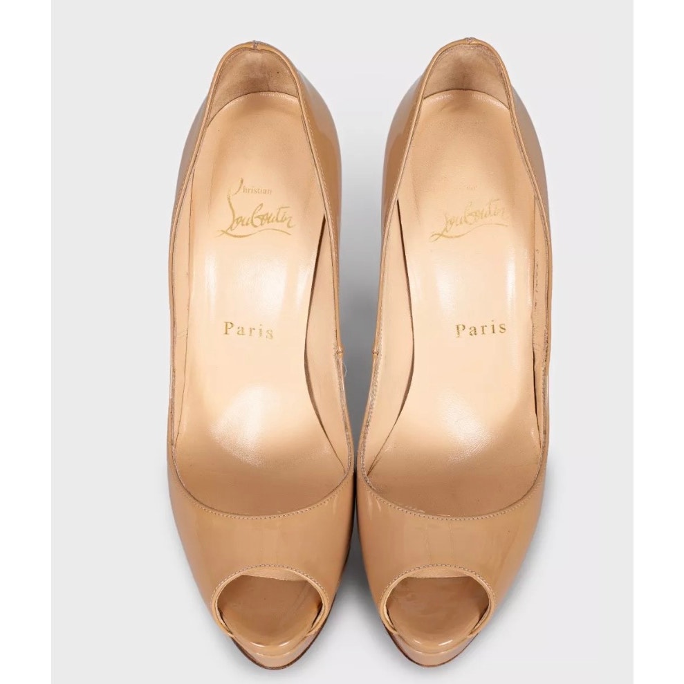 Christian Louboutin Beige Leather High Platform Pumps Sz.37 pre-owned