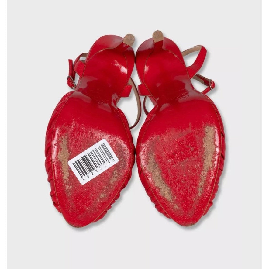 Christian Louboutin Red Leather Strappy Sandals Size 38 pre-owned