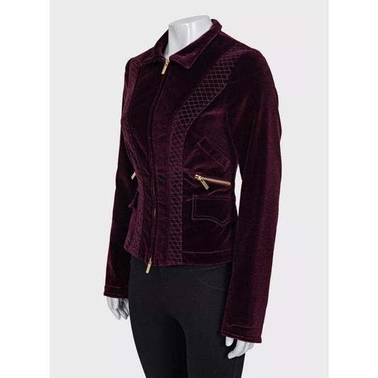 Roberto Cavalli Velvet Fitted Zip Jacket Purple - M Pre-owned