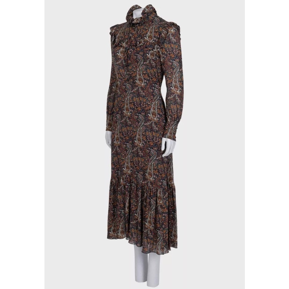 Saint Laurent Floral Viscose Silk Lined Button Dress Sz.38 pre-owned