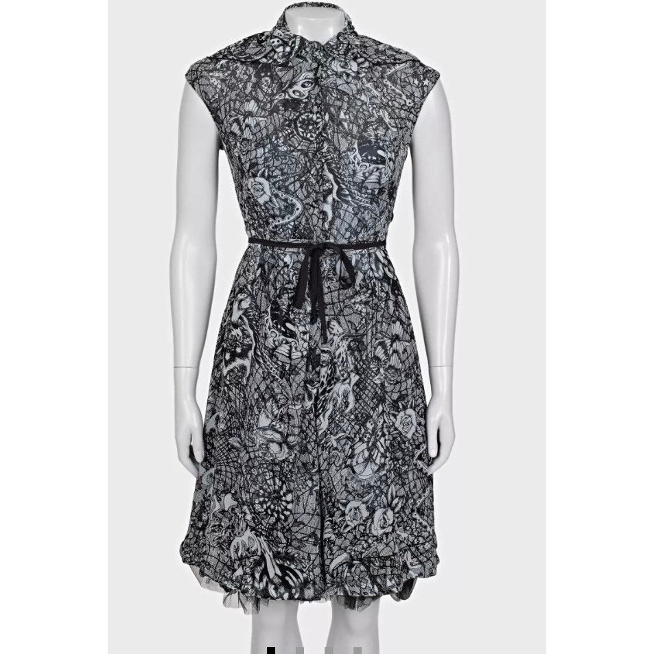 Alexander McQueen Black Silk Lace Evening Dress Sz.40 Pre-owned