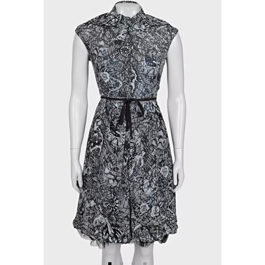 Alexander McQueen Black Silk Lace Evening Dress Sz.40 Pre-owned