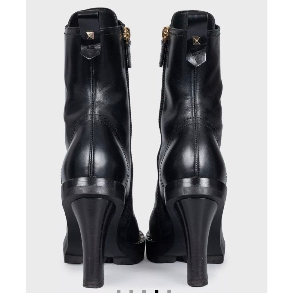 Valentino Garavani Rockstud Black Leather Ankle Boots Sz.36 Pre-owned