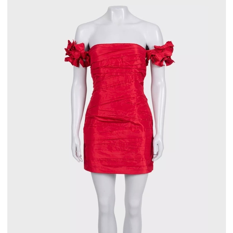 Valentino Red Silk Corset Bodycon Dress - Elegant US 6 S Pre-owned