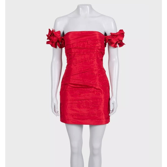 Valentino Red Silk Corset Bodycon Dress - Elegant US 6 S Pre-owned