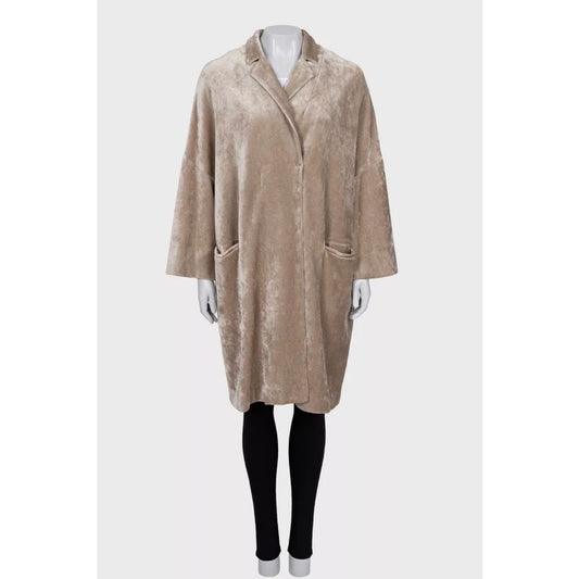 Brunello Cucinelli Beige Velvet Snap Cardigan - IT 42/M  Pre-owned