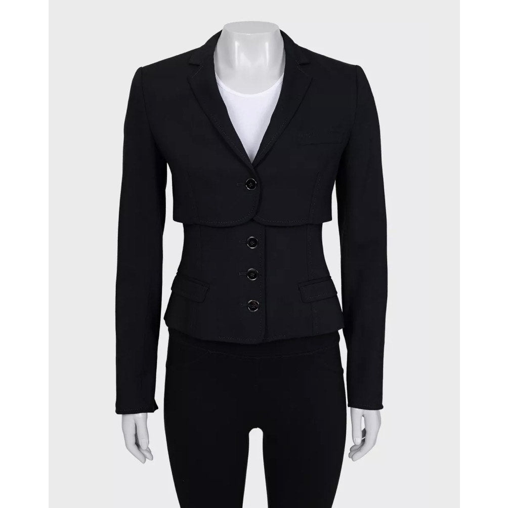 Dolce & Gabbana Black Wool Blend Fitted Jacket Sz.40 Pre-owned