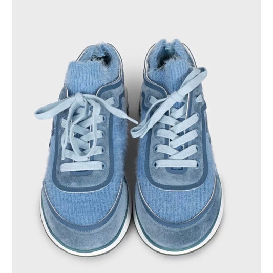 NWOB Chanel Blue Long-Pile Sneakers Sz.37 Pre-owned