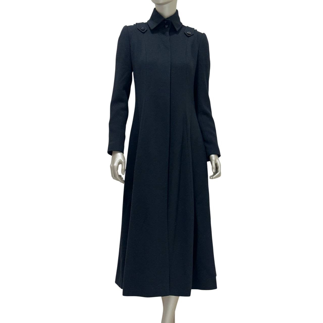Chanel Black Wool Coat - Silk Lined & Tailored Sz.36 Pre-owned