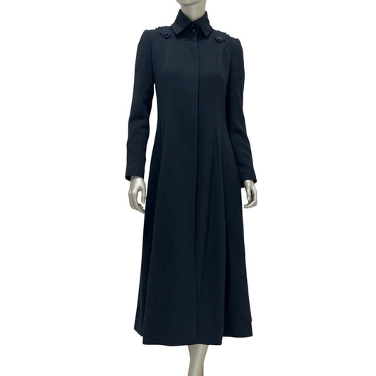 Chanel Black Wool Coat - Silk Lined & Tailored Sz.36 Pre-owned