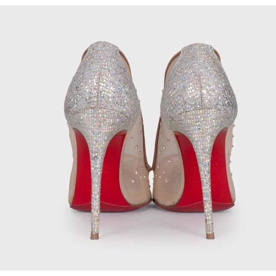 Christian Louboutin Beige Crystal Mesh Pumps - Size 37.5 Pre-owned