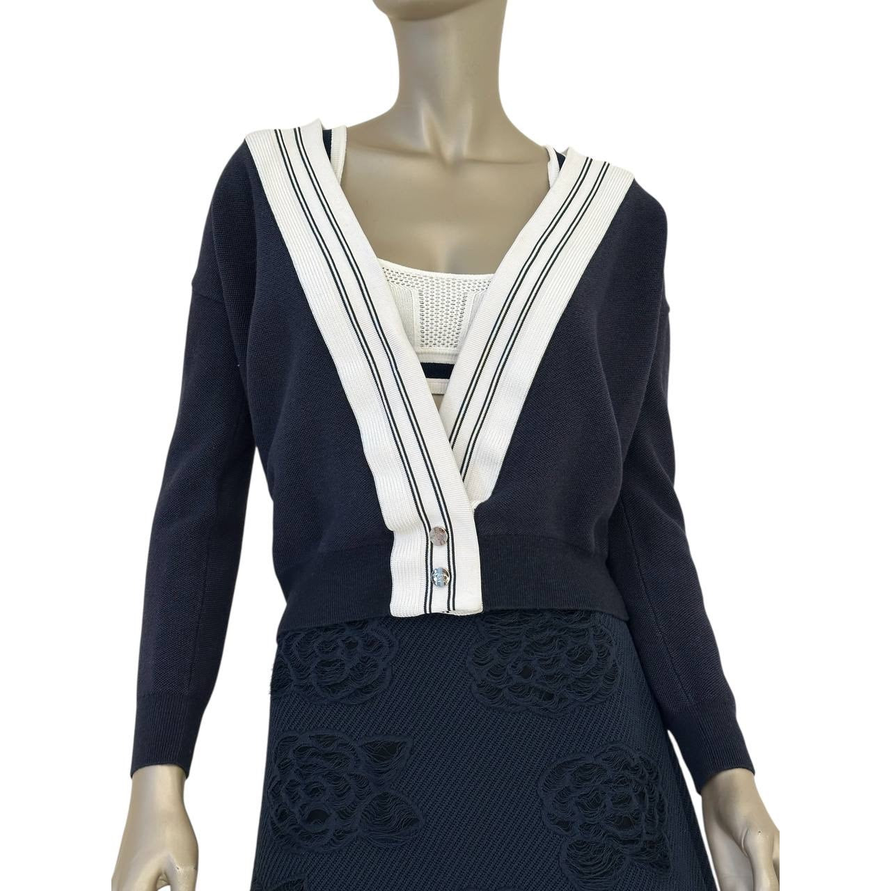 Chanel Wool Bra Top Cardigan Set Sz.34/36 Pre-owned