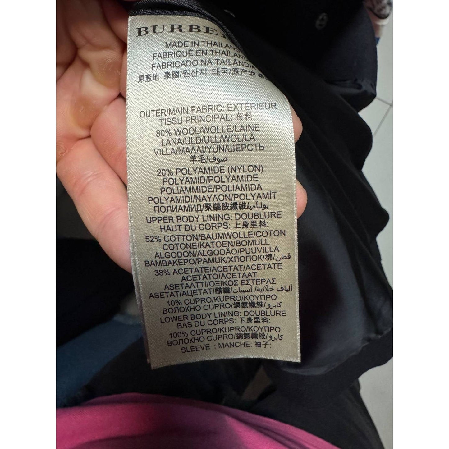 Burberry Brit Black Wool Coat with Knit Sleeves - Size M Pre-owned
